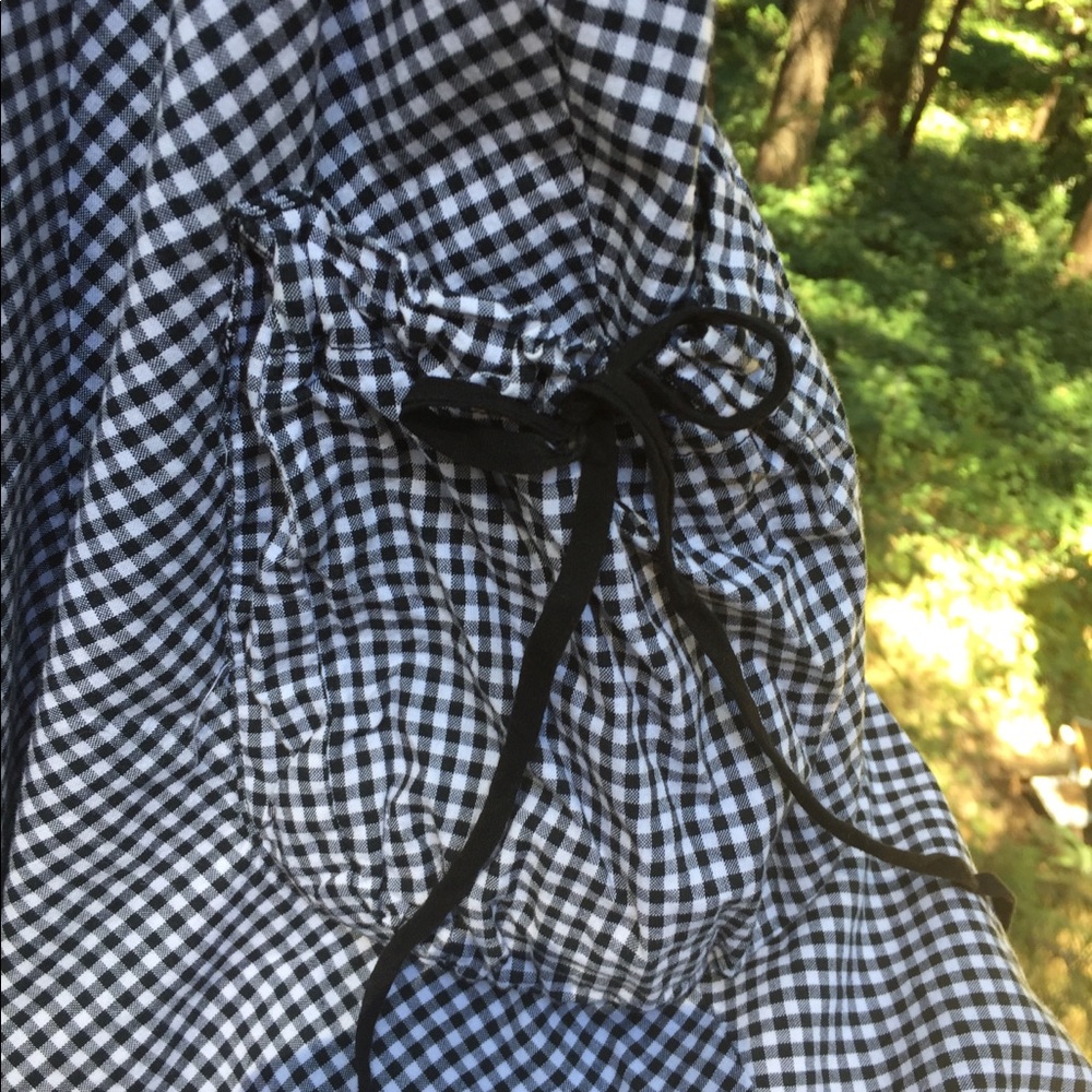 Fresh + Wear layered black and white peasant drop waist gingham midi skirt - Picture 4 of 7
